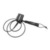 This image shows another side - view of the black Vessel ankle leash. The perspective is slightly different from the first two pictures, but the features like the coiled design, Velcro strap, and the brand name "VESSEL" remain consistent.