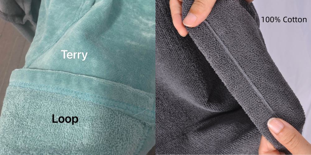 Two types of surf poncho fabric, one is microfiber, another is 100% Cotton