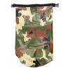 Compact Pre-Deployment View: Waterproof Camo Drybag in Roll-Top Compression Mode