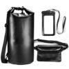 large dry bag, a waterproof phone pouch, and a small waterproof waist bag, suitable for water - related outdoor activities like swimming, rafting to keep items dry.