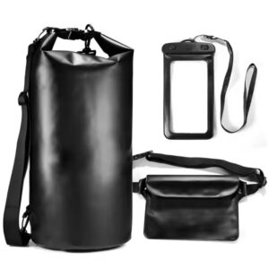 large dry bag, a waterproof phone pouch, and a small waterproof waist bag, suitable for water - related outdoor activities like swimming, rafting to keep items dry.