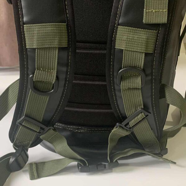 "Reinforced heavy-duty backpack straps – tear-resistant stitching & custom logo placement shown