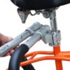 Double-tube clamp mechanism for surfboard bike rack mounted on seat post