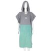 Two-tone surf poncho with gray top and green bottom, ideal for beach changing