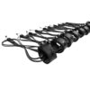 Premium lightweight surf leashes with microfiber cuffs arranged in rows