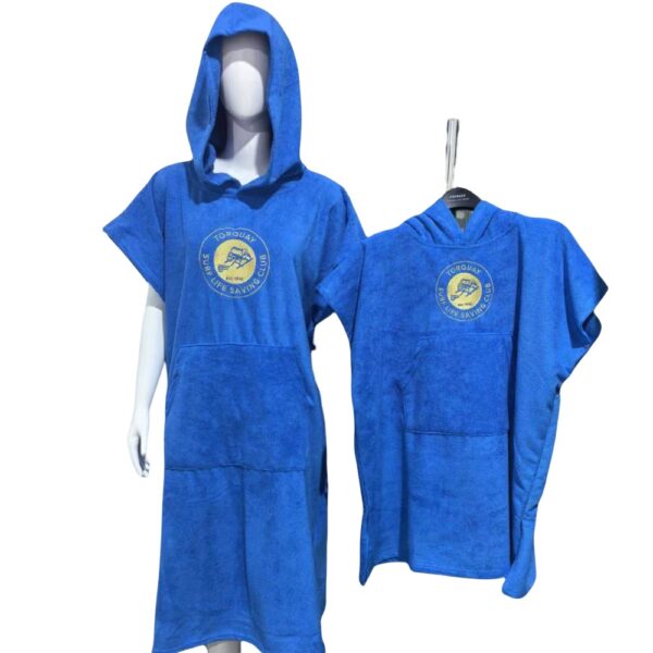 Royal blue surf poncho set with embroidered surf rescue logo