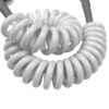 Close-up of durable white coiled TPU cord for SUP leash