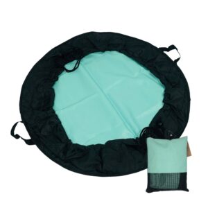 Drawstring surf changing mat and folded pouch set for wetsuit storage