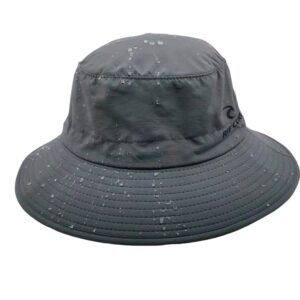 The dark green surf hat has water droplets on its surface, suggesting it is suitable for wet conditions.