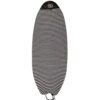 The Front - view shows the elongated appearance of the fish - nose surfboard socks, which are colored with black - and - white stripes.