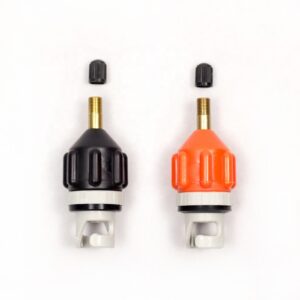 The image displays the disassembled parts of the SUP Valve Adapter. It shows two adapters with their tops removed, revealing the internal components.
