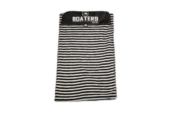 This surfboard sock features a classic black and white striped pattern, creating a visually appealing contrast.