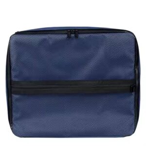 The front view of the Sup Deck Bag, which has a sleek, blue - colored mesh exterior with a long zipper.