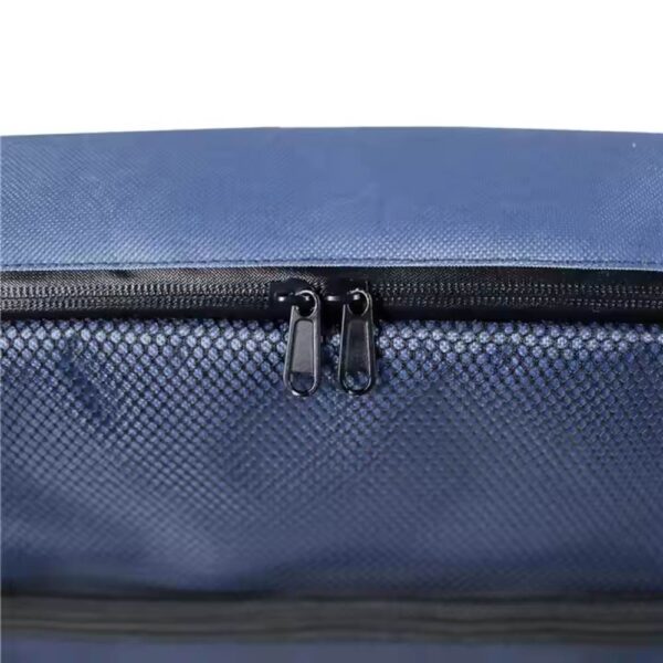 Zippers of the bag, showcasing the dual - zipper design on the front, which allows for easy opening and closing.